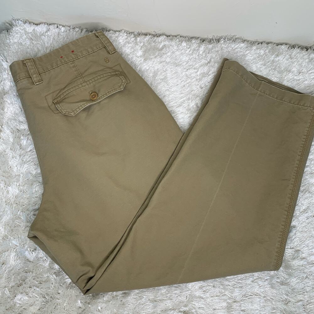 Izod Khaki Pants Flat Front 100% Cotton Sz 36 x 30